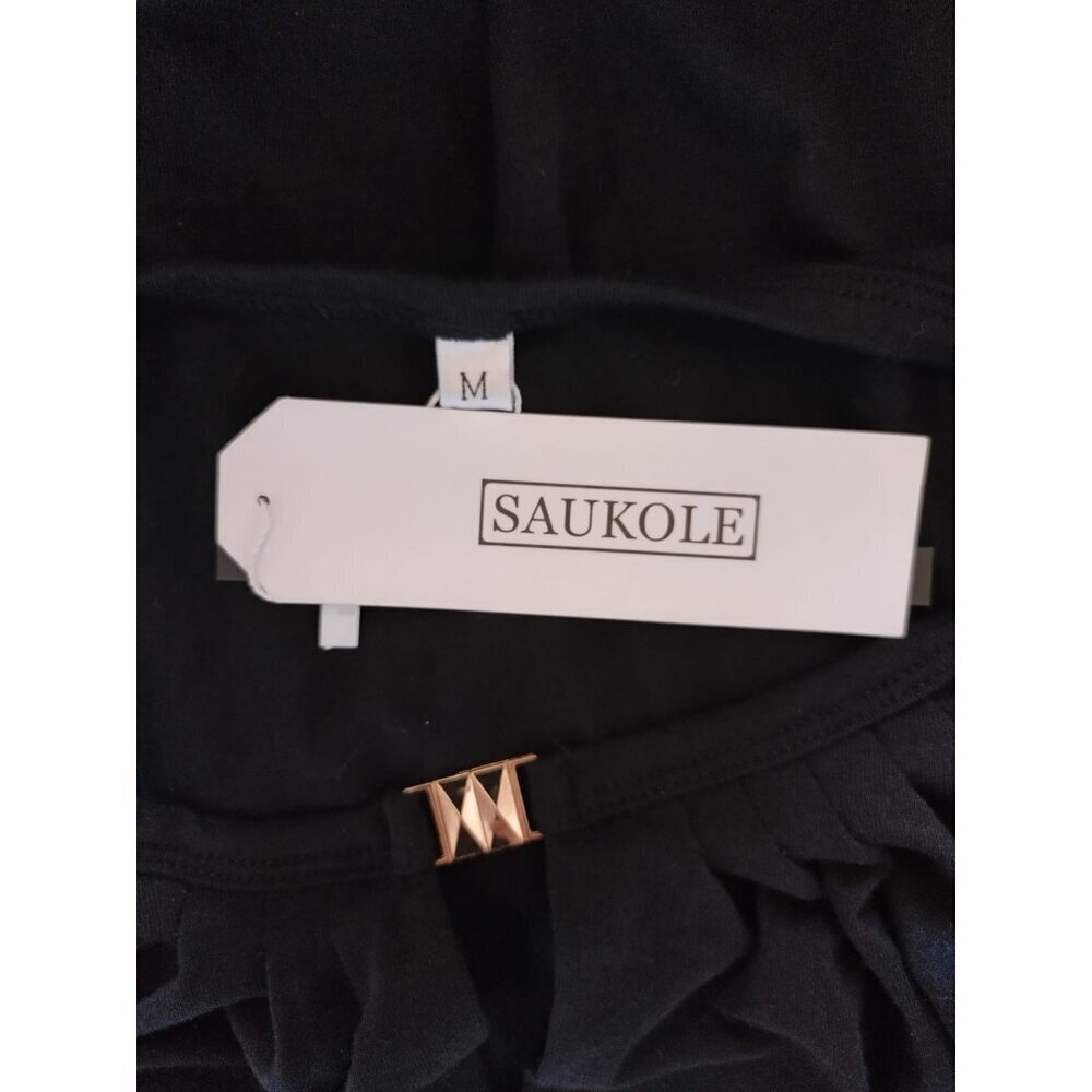 Saukole Womens Sleeveless Black Tank Top With Gold Accent Medium 65% Cotton. NWT - Picture 4 of 7